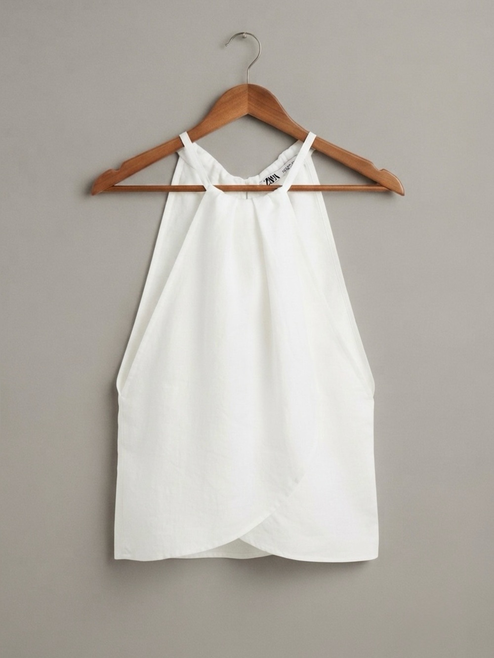 Linen White Halter Crossover Camisole Zara S - Picture 1 of 5